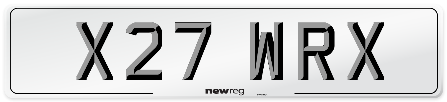 X27 WRX Number Plate from New Reg